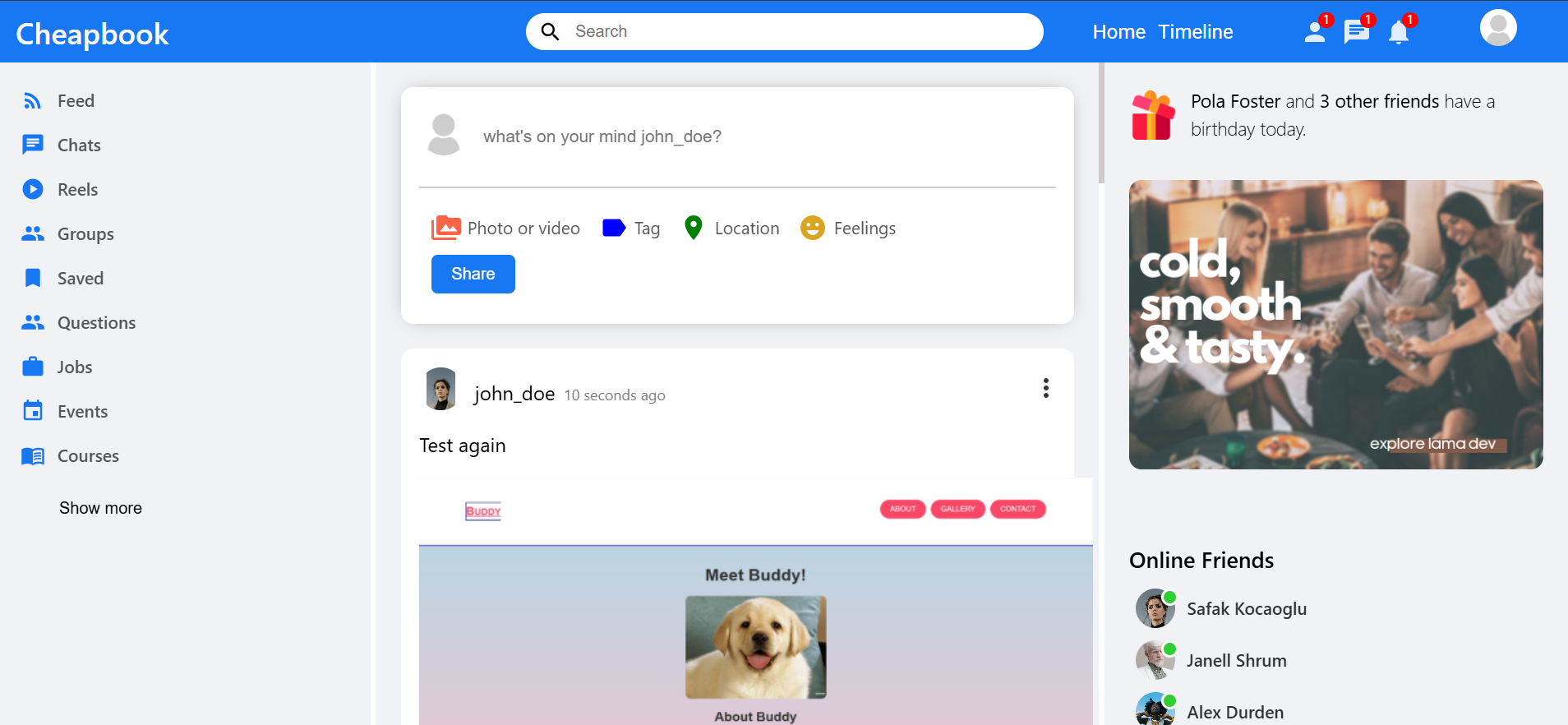 Full stack social media project
